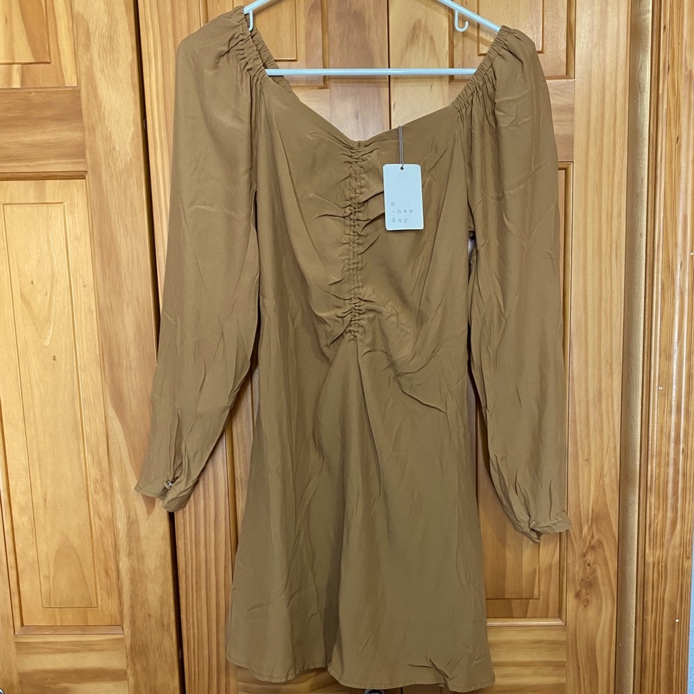 Women’s Puff Long Sleeve Ruched Front Dress Size Small